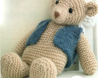 Easy Beginner Garter StitchToy Teddy Bear ~ 35cm tall ~ Chunky 12 Ply Wool Knitting Pattern PDF Instant download