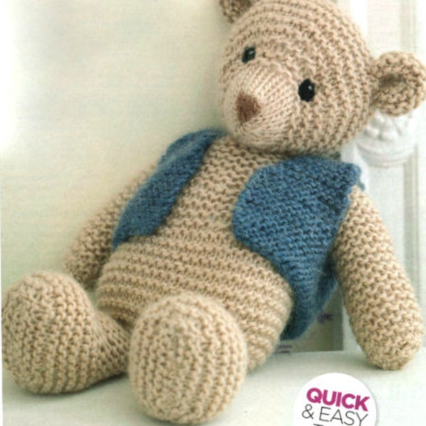 Easy Beginner Garter StitchToy Teddy Bear ~ 35cm tall ~ Chunky 12 Ply Wool Knitting Pattern PDF Instant download
