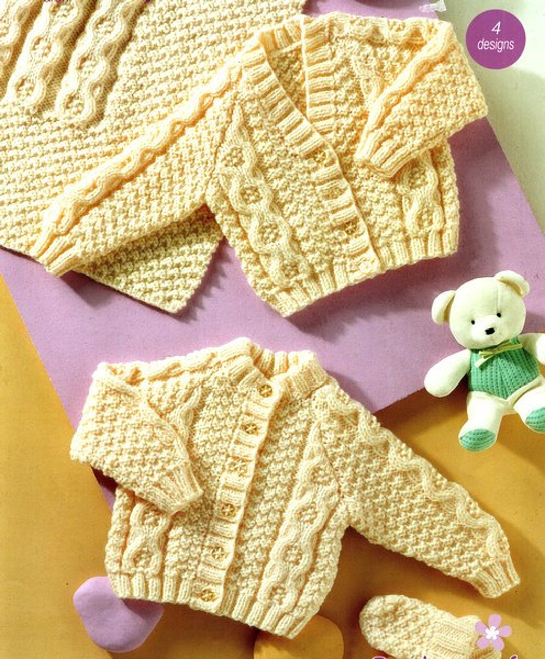 Baby Aran Blanket Mittens Cardigan Raglan Sleeve Round V Neck Premature 12 22 Knitting Pattern Vintage Digital Download Etsy