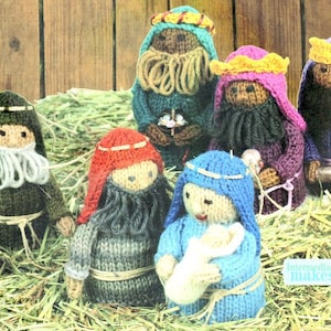 Christmas Nativity Set Mary Joseph Baby Jesus Kings Shepherd Sheep Toy 12cm tall   ~ 4 Ply Knitting Pattern PDF Instant download