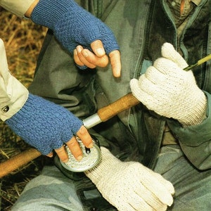 Mens Gloves & Fingerless Gloves Mitts 2 Needles 8&quot; Hand ~ DK 8 Ply Light Worsted Knitting Pattern PDF Instant download
