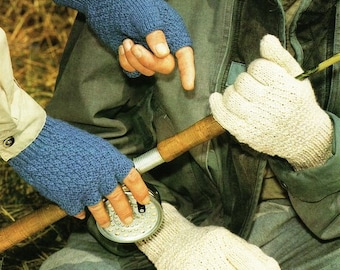 Mens Gloves & Fingerless Gloves Mitts 2 Needles 8" Hand ~ DK 8 Ply Light Worsted Knitting Pattern PDF Instant download