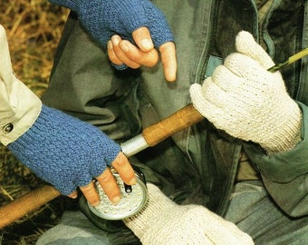 Mens Gloves & Fingerless Gloves Mitts 2 Needles 8" Hand ~ DK 8 Ply Light Worsted Knitting Pattern PDF Instant download