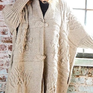 Tree of Life Womans Ladies Cardigan Jacket One Size 62" Oversized Aran  pdf instant download DK Knitting Pattern