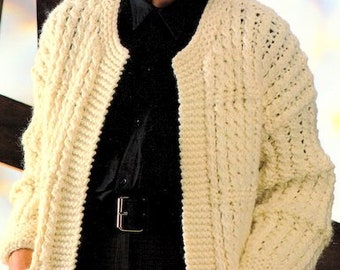 Ladies Womans Chunky Super Bulky Coat  Knitting Pattern 34" -44" –  Cardigan , Jacket ~   Knitting Pattern PDF Instant download