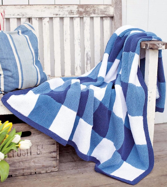 Easy Garter Stitch Squares Blanket Bedspread Afghan Throw 125 X