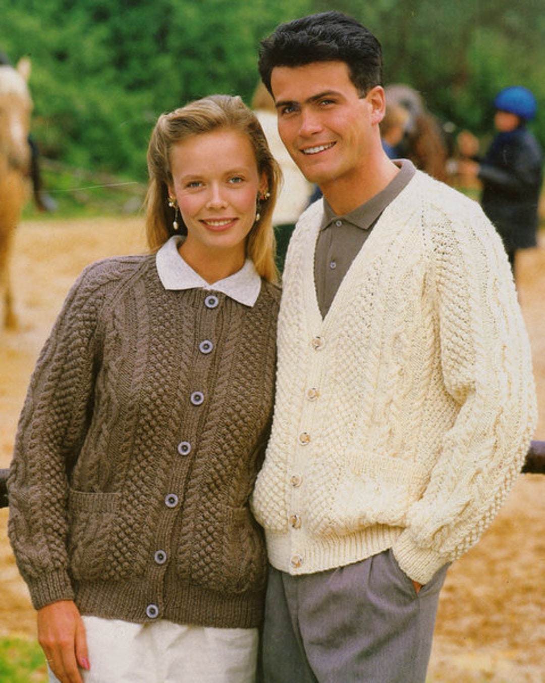 Traditional Raglan Aran Round/v Neck Jacket/cardigan Pockets Mens ...