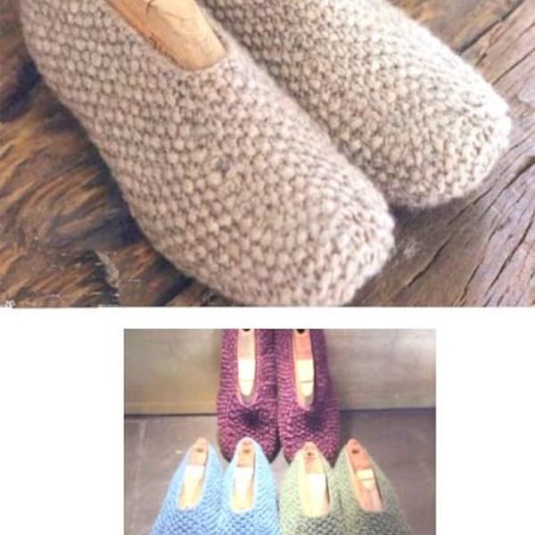 Easy Knitted Slippers Boots Socks Slipperettes Knit Flat 2 Needles ~  Chunky Bulky  Knitting PATTERN PDF Download.