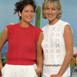 Ladies Lacy Sleeveless Summer Top Sweater PDF Knitting