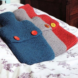 Very Easy Garter Stitch Beginner Hot Water Bottle Covers Fits Average Size ~ Aran or Chunky Wool Knitting Pattern PDF Instant download