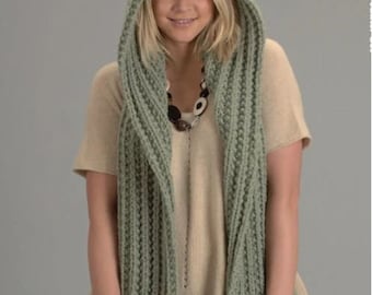 Ladies Easy Hooded Scarf - Super Chunky Wool Knitting Pattern PDF Instant download