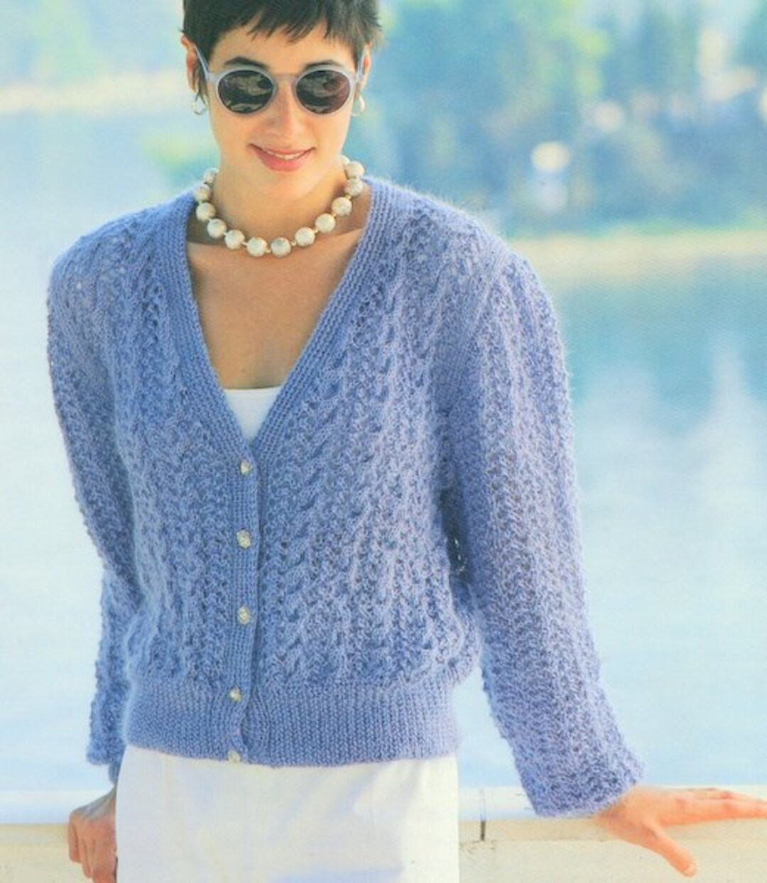 Cable Textured Cardigan V Neck Woman Ladies 32