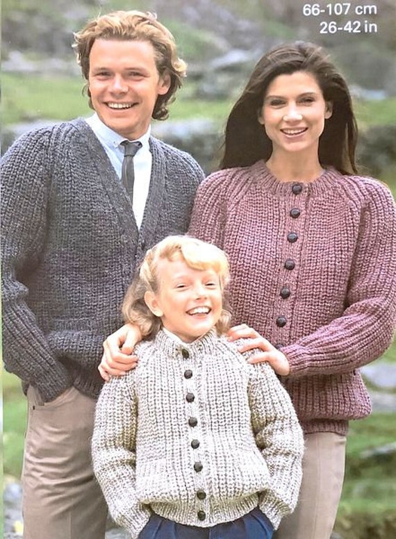 Easy Family Fisherman's Rib V Round Neck Jacket, Cardigan