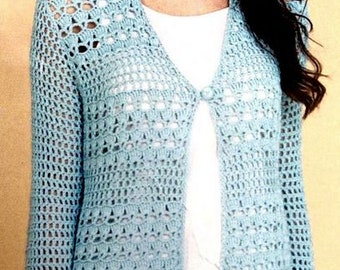 Womens Lattice Crochet V Neck Cardigan & Waistcoat Larger Sizes  32 - 54" DK 8 Ply Light Worsted Crochet Pattern pdf Download