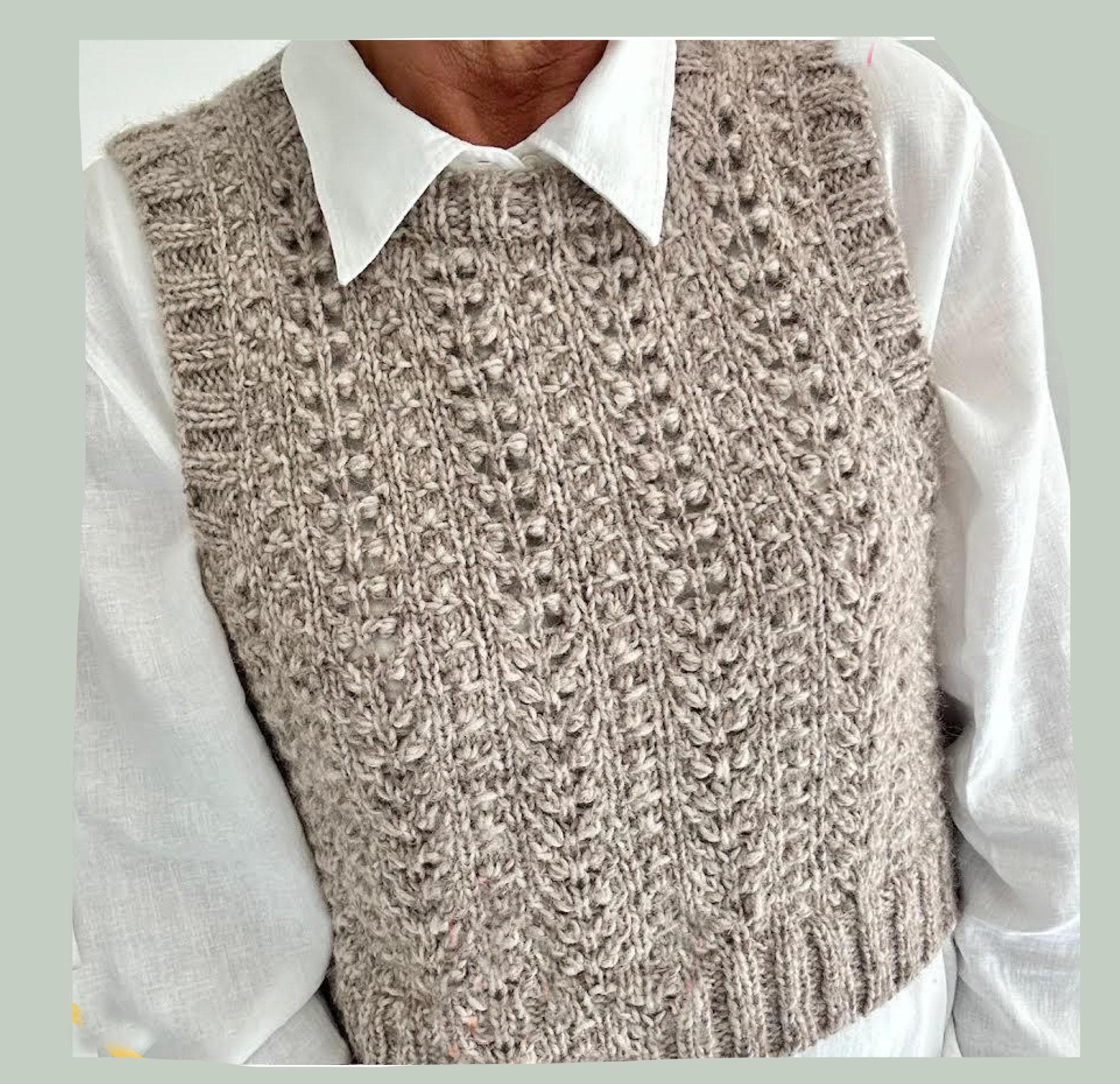Round Neck Top Vest Slipover Textured Womens S - 3 XL Aran 10 Ply