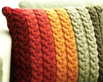 Chunky Wool Cable Cushion Knitting Pattern 16" ~ Knit in Strips ! Great Pattern~ Chunky Wool Knitting Pattern PDF Instant download