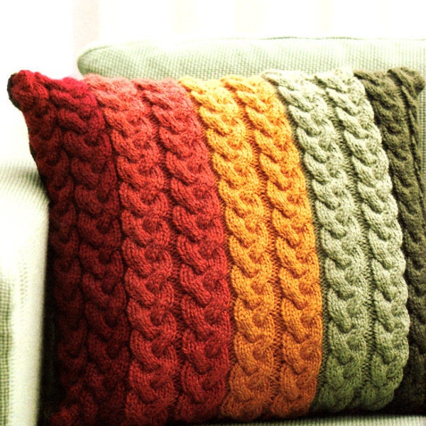 Chunky Wool Cable Cushion Knitting Pattern 16" ~ Knit in Strips ! Great Pattern~ Chunky Wool Knitting Pattern PDF Instant download