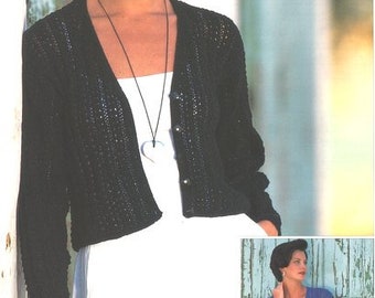 Short Lacy V Neck Cardigan &  Sleeveless Cardigan Waistcoat Womens 32 - 42"~ DK 8 ply Knitting Pattern PDF Instant download