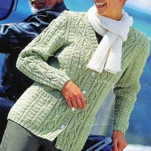 Womans Ladies Cardigan Longline Long Cable Diamond Textured  Cardigan Jacket  32-42&quot; DK 8ply pdf instant download DK Knitting Pattern