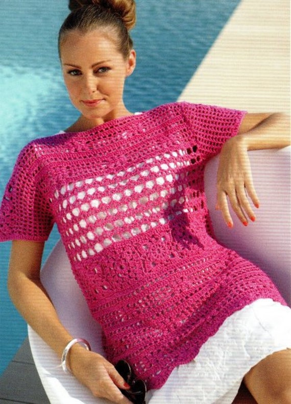 Summer Tunic Long or Short Sleeve Flower & Mesh / Bar and