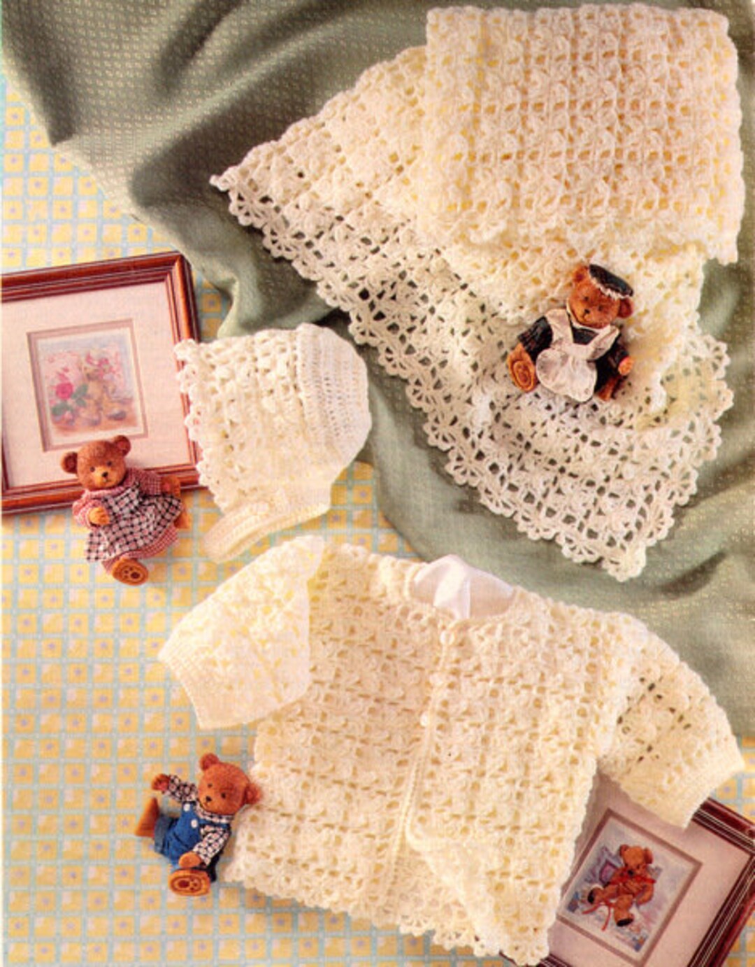 Baby Layette Crochet Pattern Shawl 39 X 39 Jacket 18 & Heirloom Crochet Pattern 4 Ply