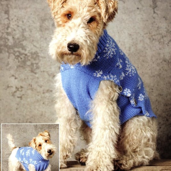 Snowflake Dog Coat, Sweater, Christmas,   - fits Small to XL Dogs    ~ DK 8 Ply Light Worsted Knitting Pattern PDF Instant download