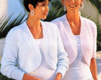 Easy Knit Womens Bolero Shrug Long & Short Sleeve 30" - 40" ~ Sport 5 Ply Coconut Ice Knitting Pattern PDF Instant download