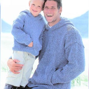 Easy Hooded Sweater Jumper Hoodie Pockets Slouchy Oversized Womens Mens Childs  24 - 43" ~ Bulky Chunky 12 Ply Knitting Pattern PDF Download
