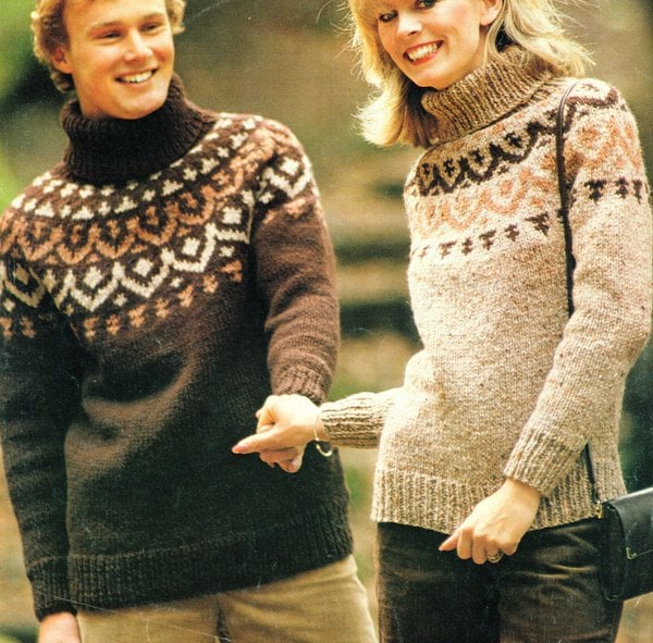 His 'n' Hers Fair Isle Nordic Scandanavian Polo Neck Sweaters