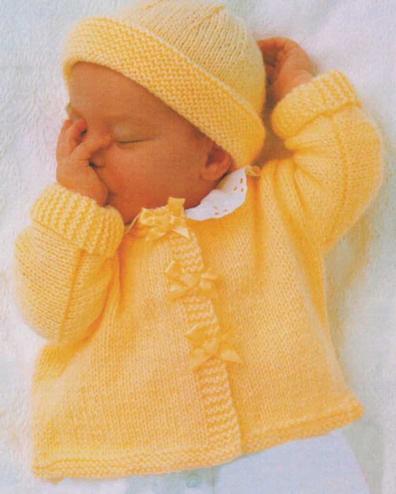 Easy Beginner Baby Jacket Sweater Bolero & Hat 17 23 DK 8 Ply Light Worsted Knitting Pattern PDF Instant download image 1