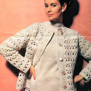 Vintage Womens Crocheted Cardigan & Sweater Jumper Knitting Pattern 34" - 40" ~ 4 Ply Fingering Yarn Pattern pdf