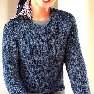 Womens Round Neck Easy Ribbed Raglan Cardigan ~ 28