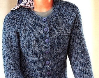 Womans Rib Short Cardigan Jacket Raglan Sleeve Round Neck 28"- 46" DK 8ply Light Worsted pdf instant download DK Knitting Pattern