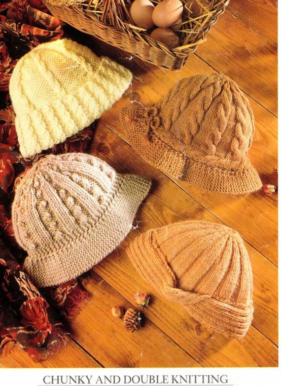 Woman's Hats, Bobble Brimmed, Pull On, Ribbed Turban, Cable