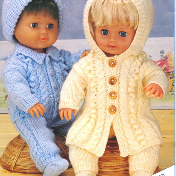 Doll Premature Baby Reborn 12" - 20" Coat - Hat - Leggings - Socks - Hooded Jacket  ~  DK 8 Ply Light Worsted Knitting Pattern PDF download