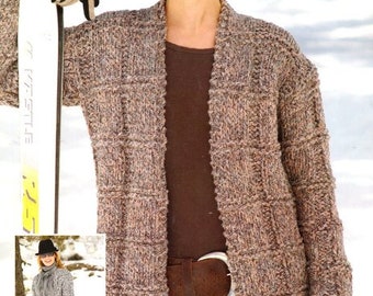 Womens Easy Knit Boxy Squared Coat Jacket Long or Short Super Chunky Super Bulky  Knitting Pattern 32" - 42"  ~   PDF Instant download