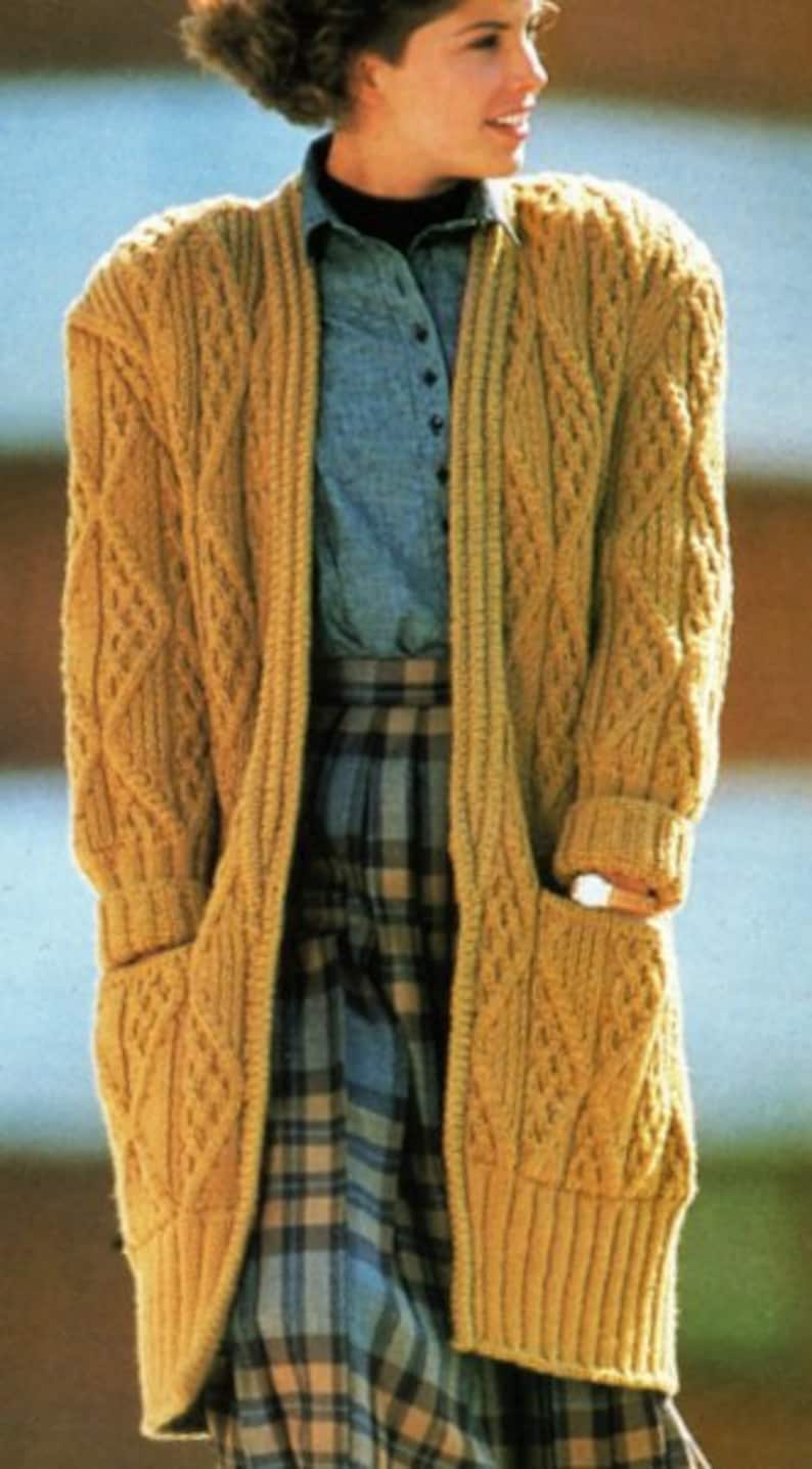 Women's Chunky Cable Knit Cardigan - Long Sleeve Crew Neck Winter Warm Sweater, 100% Acrylic
