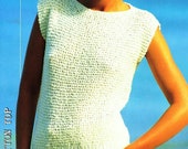 Very Easy Simple Beginner Garter Stitch Top ~ 26" - 40" ~ Aran Cotton 10 Ply Worsted Knitting Pattern PDF Instant download