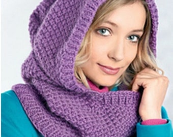 Hooded Cowl, Snood, Hat, Scarf, Neck Warmer, Woman's Quick Easy Knit,  ~  Bulky 12 Ply Wool Knitting Pattern PDF Instant download