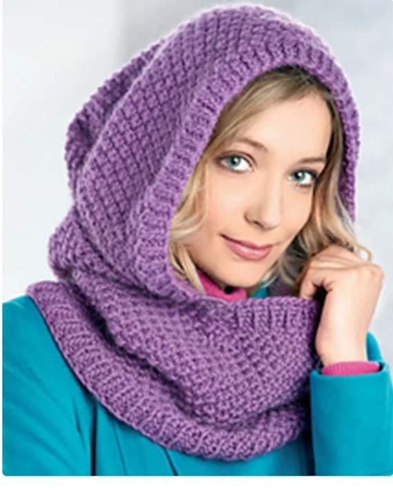 Hooded Cowl, Snood, Hat, Scarf, Neck Warmer, Woman's Quick Easy Knit,  Bulky 12 Ply Wool Knitting Pattern PDF Instant download