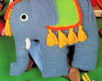 Crochet Elephant Toy Cushion Pillow Pattern 13" Tall~ 4 Ply Fingering Crochet Pattern PDF Instant download