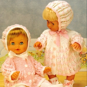 Doll or Baby Premature or Reborn 12" - 20" Matinee Sets  ~  DK 8 Ply Light Worsted  Knitting Pattern PDF Instant download