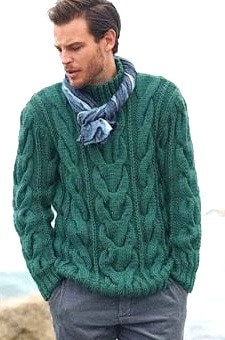 Mens Knitted Sweater, Vintage Cable Knit Sweater, Chunky Sweater