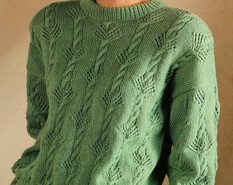 Womans Ladies Cable Fir Tree Pattern Round Neck Sweater Knitting Pattern 30" - 40" ~ DK  Knitting Pattern PDF Instant download
