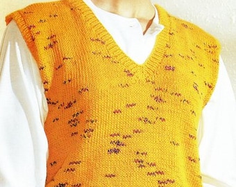 Easy Womens V Neck Top Sleeveless Sweater Jumper Vest Slipover 30"-40" Aran 10 Ply Worsted Wool Knitting Pattern PDF download
