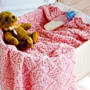 Lace Stitch Entrelac Baby Blanket ~ DK Knitting Pattern ~ 26" x 40"  ~ Knitting Pattern PDF Instant download