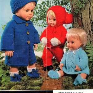 Knitted Doll outfits for Tiny Tears, Teeny Tiny Tears ~12, 14 and 16 inch dolls ~   Knitting Pattern PDF Instant download