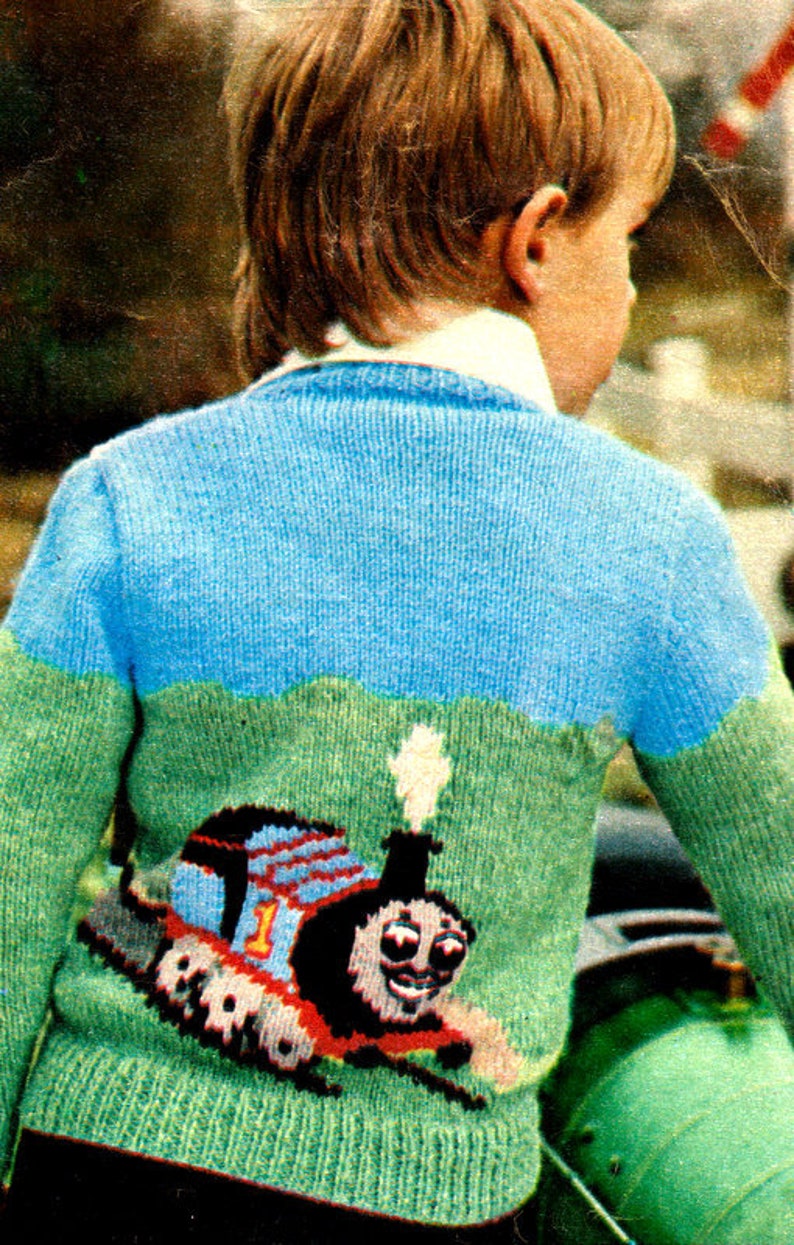 Boys Girls Thomas The Tank Engine Cardigan 22 26 Baby/Childrens DK Knitting Pattern PDF Instant download image 2