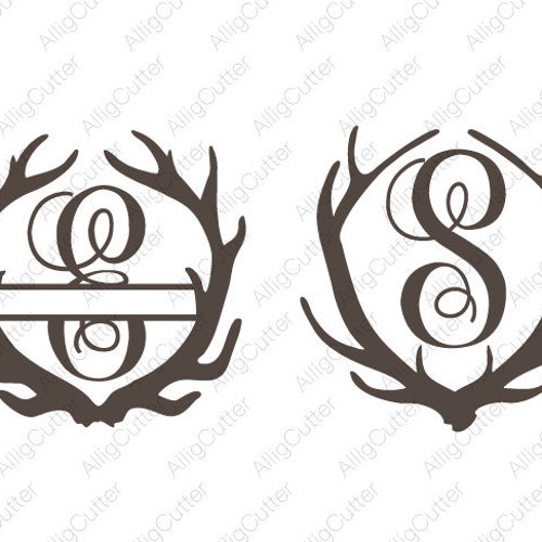 Deer Antlers Monogram Frame SVG DXF PNG Eps Animal Cut Files | Etsy