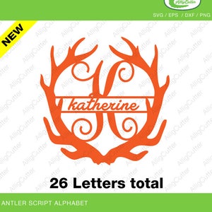 Antlers Script Monogram Alphabet SVG DXF PNG eps font vine Cut Files for Cricut Design, Silhouette studio, Sure Cuts A Lot, Makes the Cut